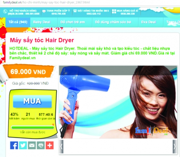 Máy sấy tóc “siêu rẻ” tại familydeal.vn